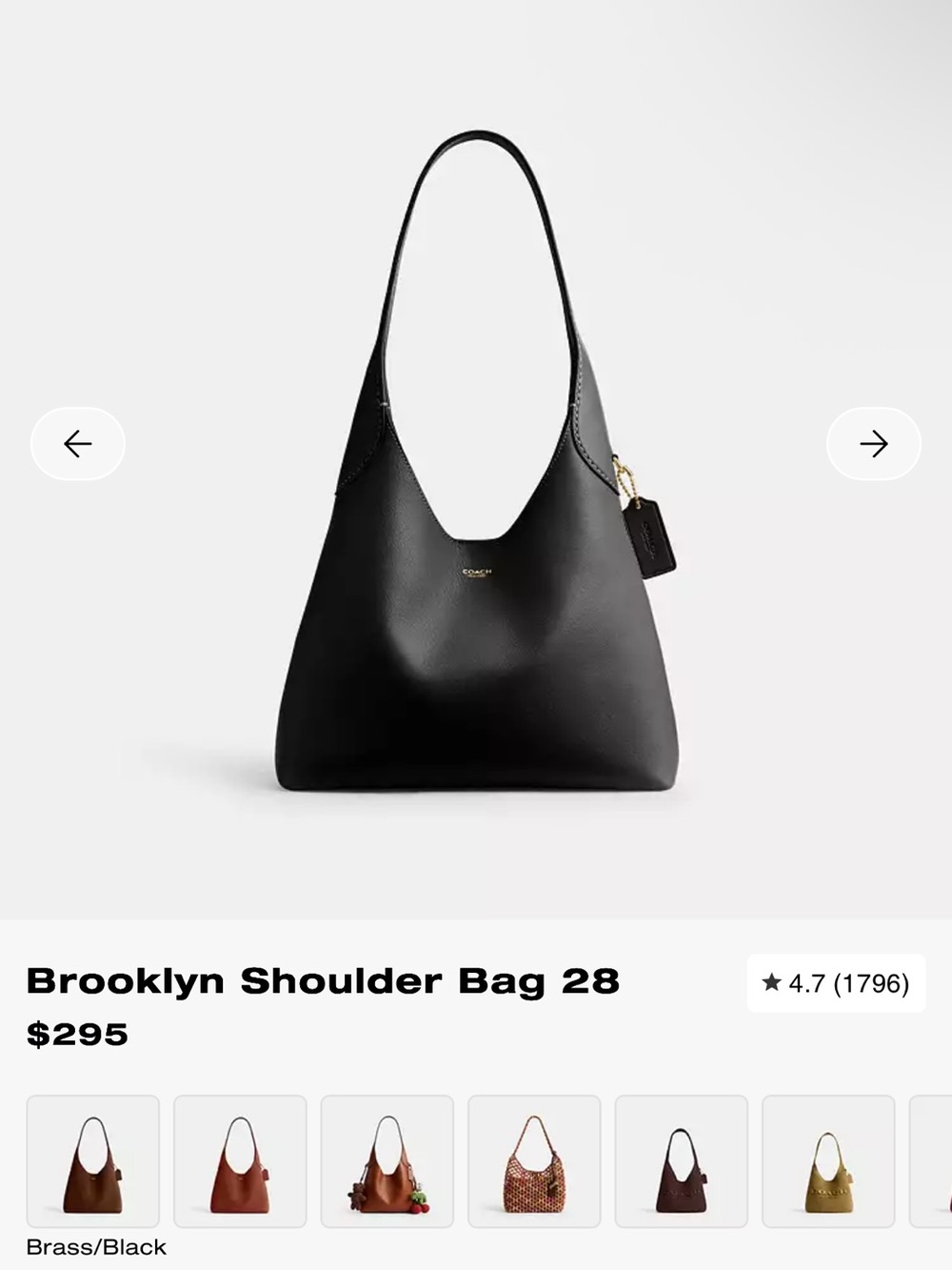 Coach Black Leather Shoulder Hobo with Brass Hardware - Picture 4 of 4